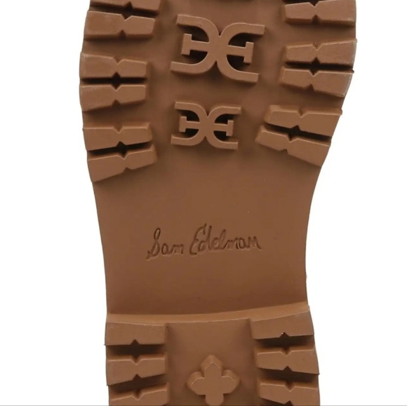 Sam Edelman EVINA Cognac Leather Brown Zip Lace Hiking Boots NEW 9 1/2 Shoes HOT - Picture 5 of 6